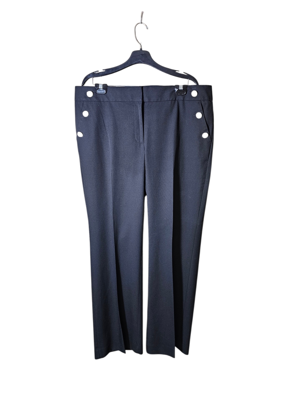 LOFT Black Sailor-Button Straight Leg Trousers